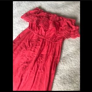 Pink tube top maxi dress